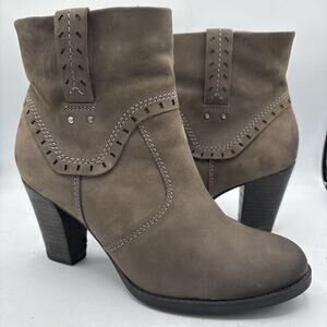 Clarks Alpine Gale Western Booties Side Zip Women’s Size 7.5M Brown Leather